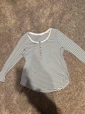 Old Navy Navy & White Striped Long-Sleeve Henley